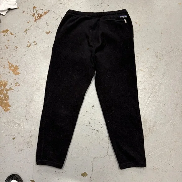 Vintage Patagonia Made in USA Fleece Pants Black Joggers Men's Size Medium